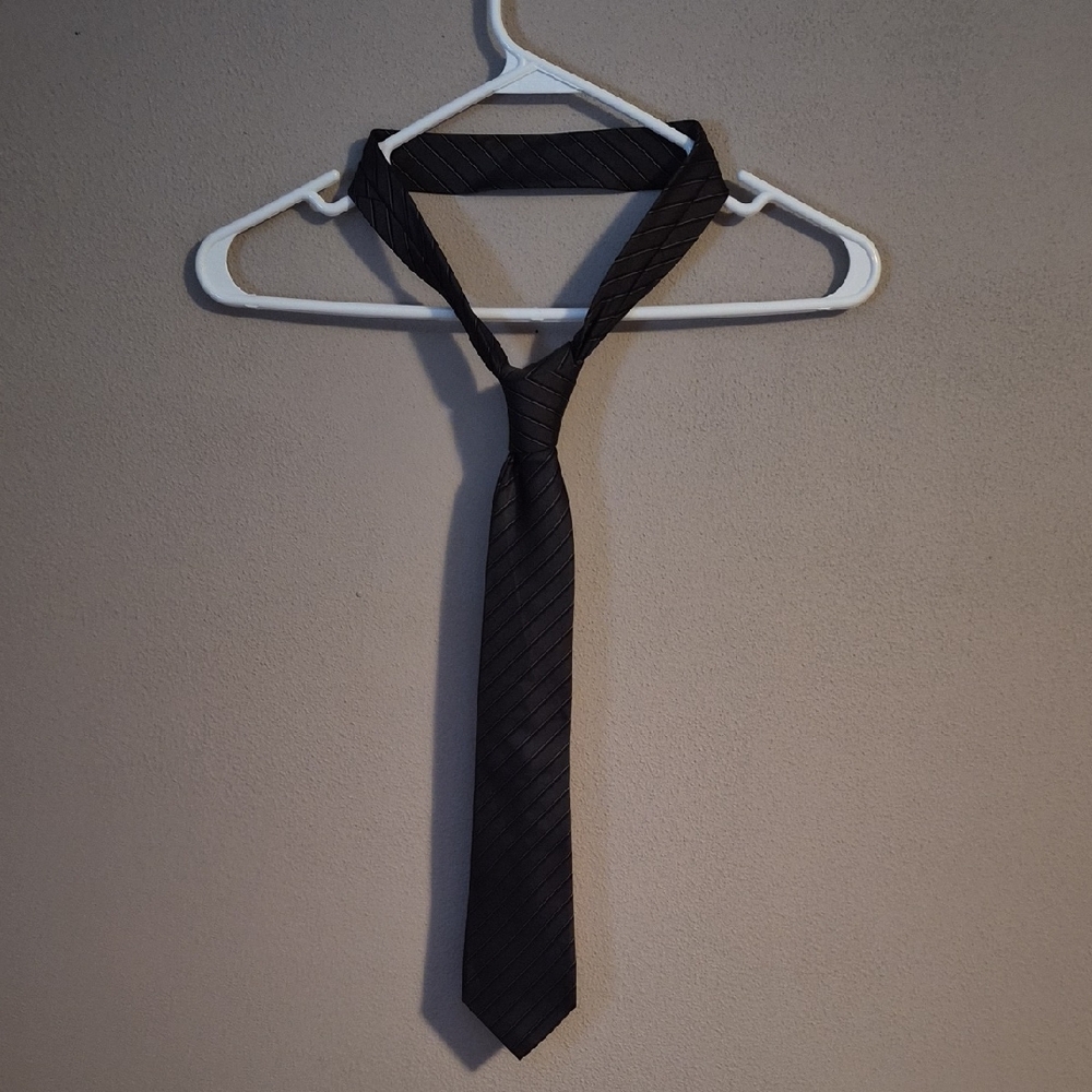Marc Anthony Black and Gray Striped Necktie